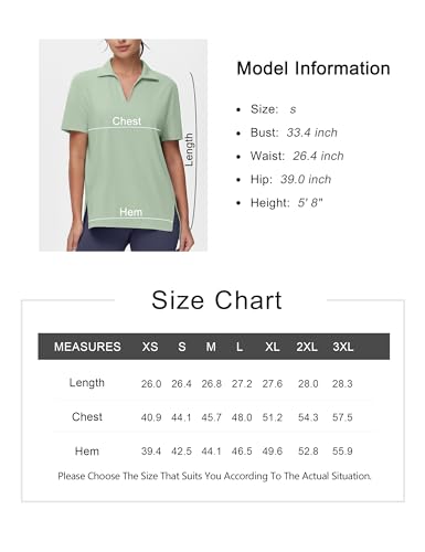 Dragon Fit Women's UPF50+ V-Neck Golf Polo Shirt - Casual Short Sleeve Athletic Top